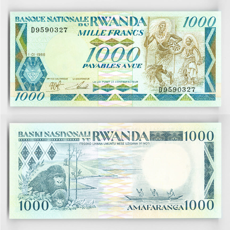 1000 франков 1988 Руанда (UNC)